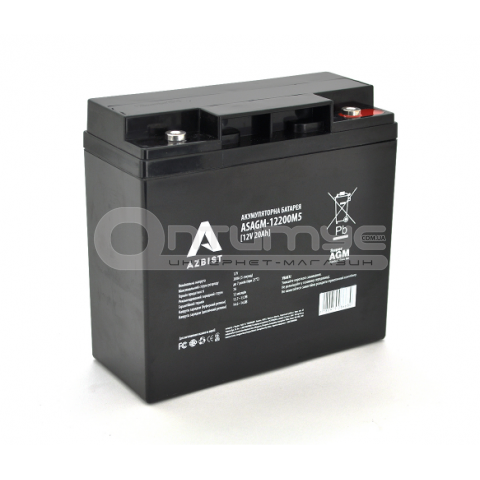 Акумулятор AGM AZBIST Super AGM ASAGM-12200, Black Case, 12 В 20 Аг