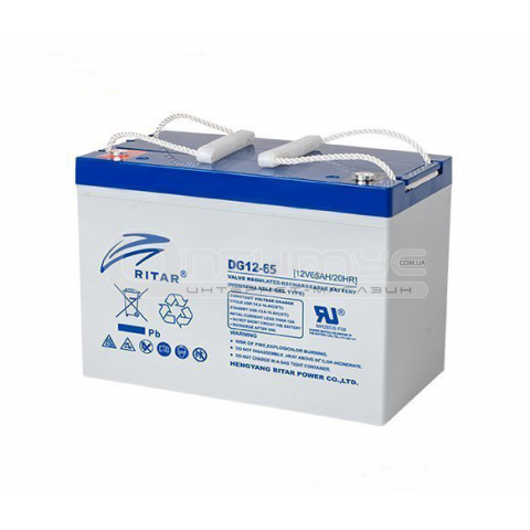 Акумулятор гелевий GEL RITAR DG12-65, Gray Case, 12 В 65 Аг