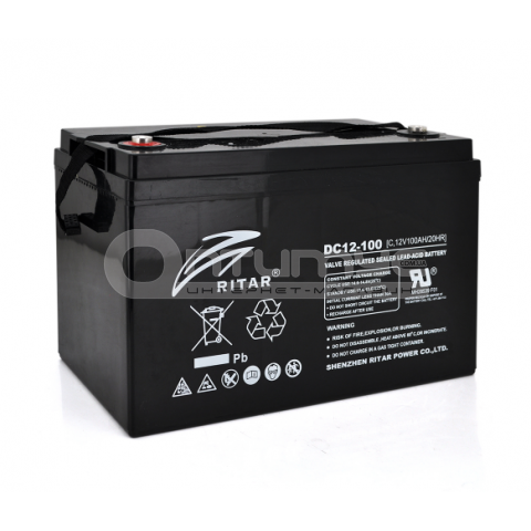 Акумулятор карбоновий CARBON RITAR DC12-100C, Black Case, 12 В 100 Аг