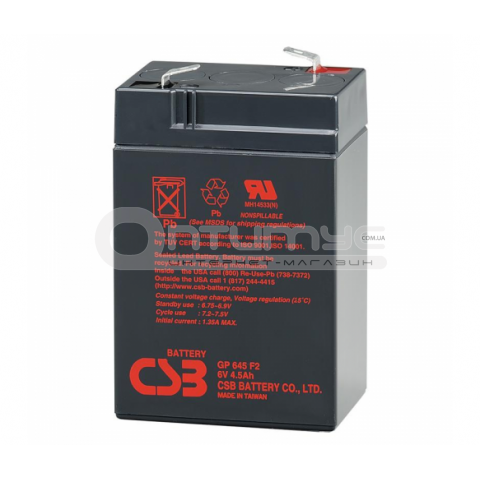 Акумулятор AGM CSB GP645 6 В 4.5 Аг