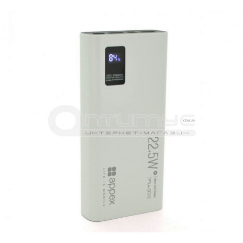 Повербанк Power Bank Appex DX-K8 20000 мАч, швидка зарядка 22,5 Вт, білий