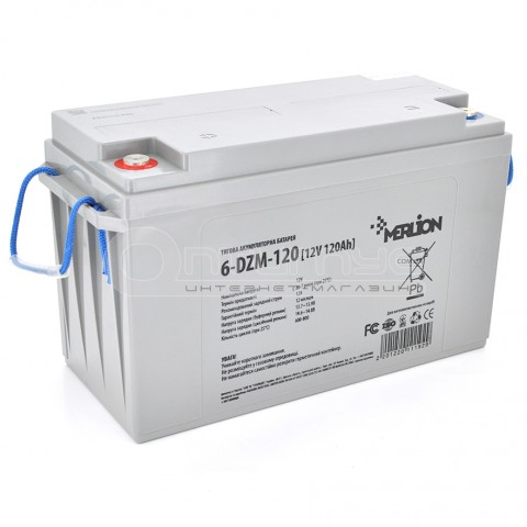 Тяговый аккумулятор AGM Merlion 6-DZM-120, M8, 12 В 120 Ач
