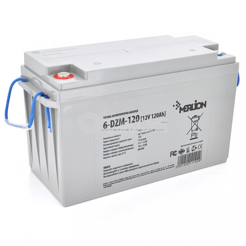 Тяговый аккумулятор AGM Merlion 6-DZM-120, M8, 12 В 120 Ач — купить в ...