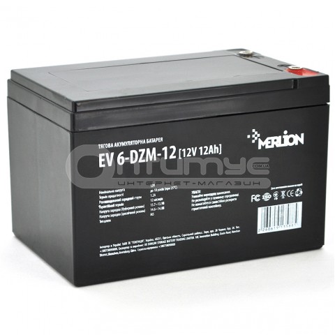 Тяговий акумулятор AGM Merlion EV 6-DZM-12, M5, 12 В 12 Аг