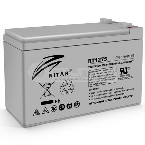 Акумулятор AGM RITAR RT1275 Gray Case 12 В 7.5 Аг
