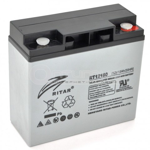 Акумулятор AGM RITAR RT12180 Gray Case 12 В 18 Аг