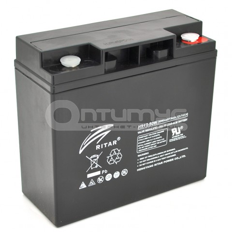 АккумуляторAGM RITAR HR1250W, Black Case, 12 В 14 Аг