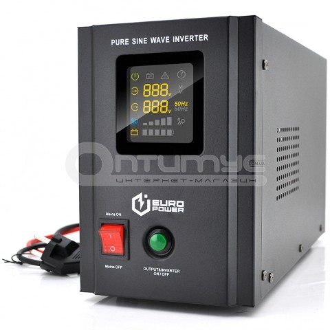Джерело безперебійного живлення (ДБЖ) Europower PSW-EPB800TW12 (480W) з правильною синусоїдою, 12 В під зовнішню батарею