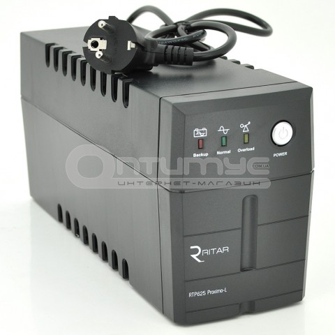 Джерело безперебійного живлення (ДБЖ) Ritar RTP625 (375 Вт) Proxima-L, LED, з апроксимованою синусоїдою, 1х12 В 7 Аг