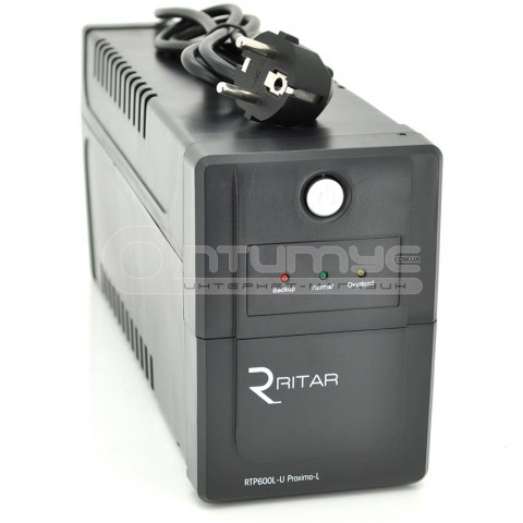 Джерело безперебійного живлення (ДБЖ) Ritar RTP600L-U (360 Вт) Proxima-L, LED, з апроксимованою синусоїдою, 1х12 В 7 Аг