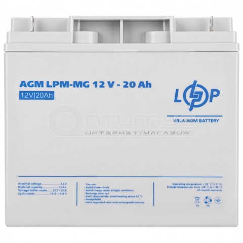 Акумулятор AGM LogicPower LPM-MG, 12 В 20 Аг Акумулятор AGM LogicPower LPM-MG, 12 В 20 Аг
