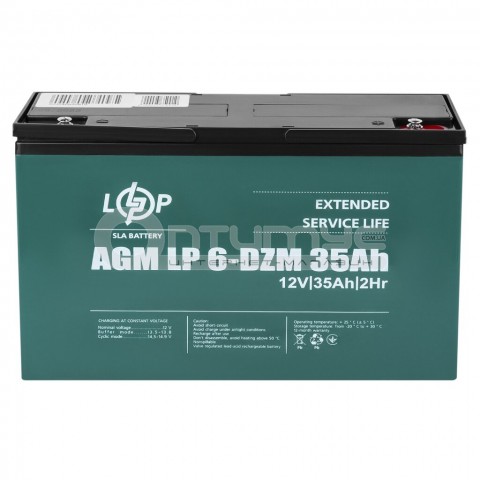 Тяговий акумулятор AGM LogicPower LP 6-DZM-32, 12 В 32 Аг