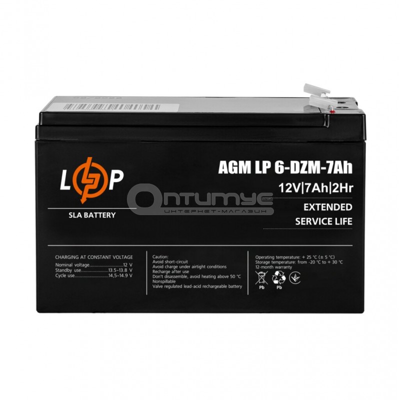 Тяговый аккумулятор AGM LogicPower LP 6-DZM-7, 12 В 7 Ач — купить в ...
