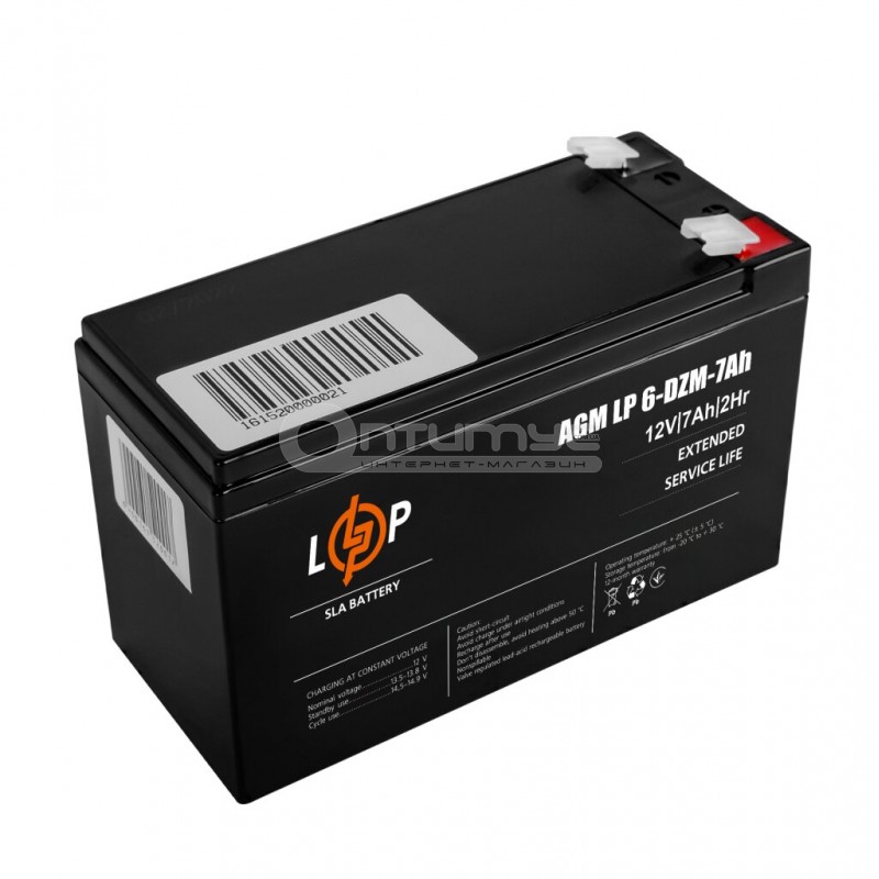 Тяговый аккумулятор AGM LogicPower LP 6-DZM-7, 12 В 7 Ач — купить в ...