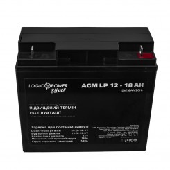 Акумулятор AGM LogicPower LP, 12 В 18 Аг Silver