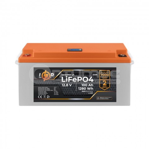 Літій-залізо-фосфатний (літій-ферумний) акумулятор LogicPower LP LiFePO4, LCD, BMS 80A/40А, 12.8 В 100 Ач