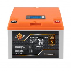 Літій-залізо-фосфатний (літій-ферумний) акумулятор LogicPower LP LiFePO4, LCD, BMS 30A/15А, 12.8 В 32 Ач