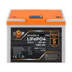 Літій-залізо-фосфатний (літій-ферумний) акумулятор LogicPower LP LiFePO4, LCD, BMS 80A/40А, 12 В 100 Ач для ДБЖ