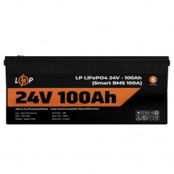 Літій-залізо-фосфатний (літій-ферумний) акумулятор LogicPower LP LiFePO4, Smart BMS 100A, 24 В 100 Аг для ДБЖ