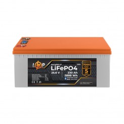 Литий-железо-фосфатный (литий-ферумный) аккумулятор LogicPower LP LiFePO4, LCD, BMS 200A/100A, 25,6 В 230 Ач Smart BT