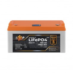 Літій-залізо-фосфатний (літій-ферумний) акумулятор LogicPower LP LiFePO4, LCD, BMS 150A/75А, 25.6 В 100 Аг для ДБЖ