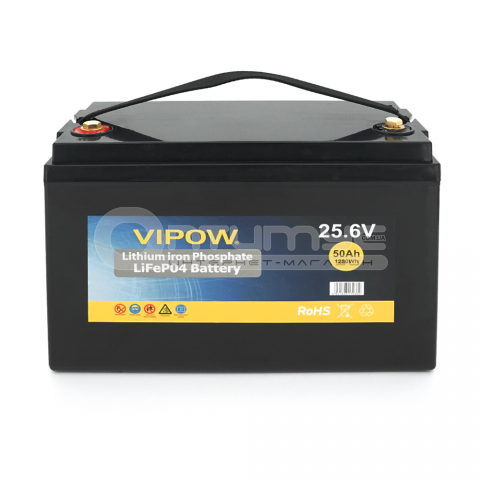Литий-железо-фосфатный (литий-ферумный) аккумулятор Vipow LiFePO4 25.6 В 50 Ач, 3000 циклов