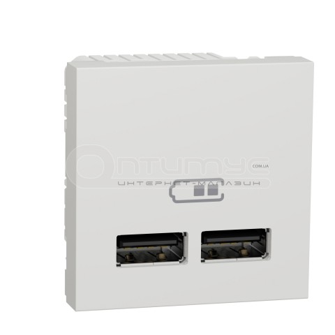 Розетка USB Schneider New Unica, 2 модулі, білий, NU341818