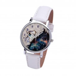 Наручные часы TIA Королева Галактики,белый ремешок, серебристый корпус