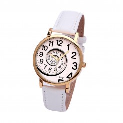 Наручний годинник TIA Спіраль часу, білий ремінець, золотистий корпус
