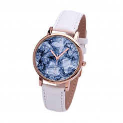 Наручные часы TIA Кристалл, белый ремешок, корпус розовое золото