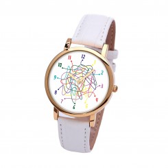 Наручний годинник TIA Пошук, білий ремінець, золотистий корпус