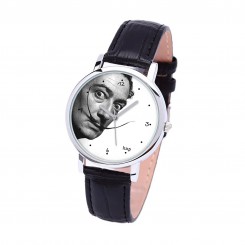 Наручний годинник TIA Сальвадор Далі, чорний ремінець, сріблястий корпус